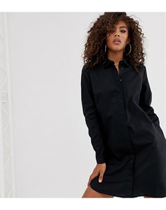 Черное хлопковое платье рубашка мини ASOS DESIGN Tall Asos tall