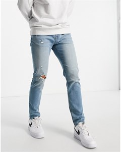 Светлые зауженные джинсы с потертостями Asos design