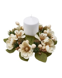 Декоративное кольцо для свечи цветы белый 23 см Edg