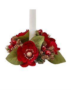 Декоративное кольцо для свечи цветы красный 16 см Edg