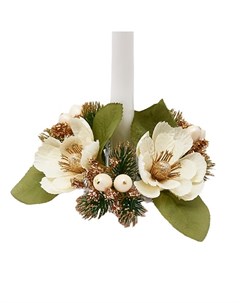 Декоративное кольцо для свечи цветы белый 16см Edg