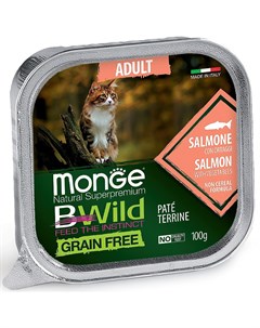Консервы Cat Bwild Grain free из лосося с овощами для кошек 100 г Лосось Monge