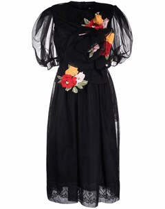 Платье с объемными рукавами и цветочной вышивкой Simone rocha