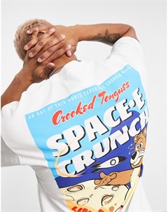 Белая футболка с принтом Space Crunch Crooked tongues