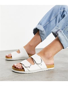 Белые сандалии для широкой стопы с двойными ремешками и пряжками Fewer Asos design