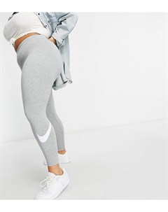 Серые леггинсы с логотипом галочкой на штанине Plus Nike