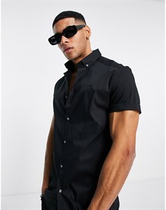 Облегающая черная рубашка с короткими рукавами River island