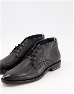 Черные кожаные ботинки с надписью Hilfiger Tommy hilfiger