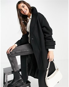 Черное пальто макси в стиле oversized из саржи Asos design