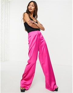 Атласные брюки клеш от комплекта цвета розовой фуксии Flounce london