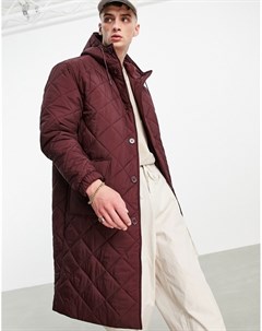 Бордовая стеганая куртка с капюшоном Asos design