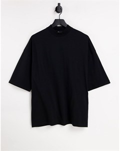 Черная футболка в стиле oversized с высоким воротом Asos design