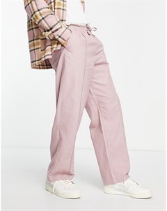 Розовые широкие брюки со складками защипами Asos design