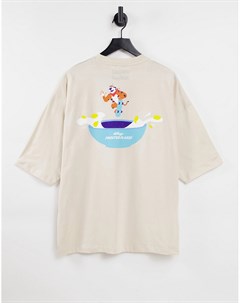 Oversized футболка цвета экрю с принтом с надписью Frosties Asos design