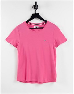 Розовая мягкая трикотажная футболка Tommy jeans