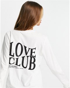 Белая oversized футболка с надписью Love Club Missguided