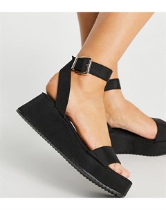 Черные сандалии на плоской платформе для широкой стопы Tatiana Asos design