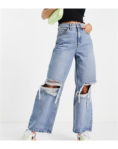Яркие свободные джинсы в винтажном стиле с завышенной талией и рваной отделкой ASOS DESIGN Petite Asos petite