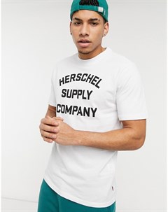 Белая футболка с круглым вырезом и логотипом Herschel supply co