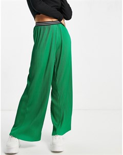 Зеленые брюки из плиссированной ткани с широкими штанинами от комплекта River island