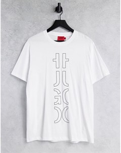 Белая футболка с вертикальным разрезанным логотипом Darlon213 Hugo