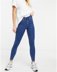 Синие зауженные джинсы с завышенной талией Ridley Asos design