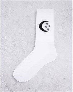 Белые спортивные носки с принтом месяца и звезд Asos design