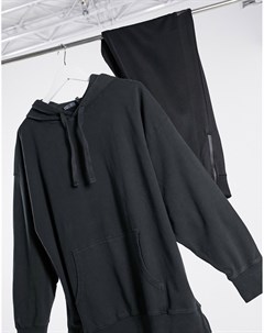 Выбеленный черный худи в стиле oversized со вставками Asos design