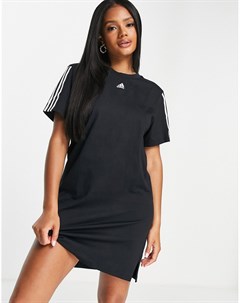 Платье футболка с тремя полосками черного цвета adidas Training Adidas performance