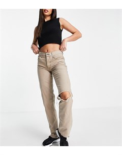 Светло бежевые прямые брюки с низкой талией в стиле 90 х ASOS DESIGN Tall Asos tall