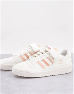 Белые низкие кроссовки с полосками пастельного цвета Forum Adidas originals