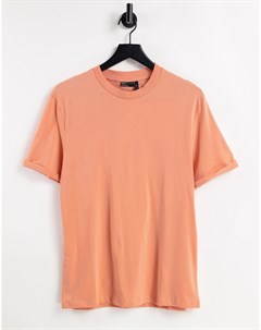 Оранжевая футболка из органического материала с отворотами на рукавах Asos design
