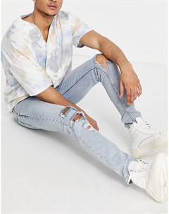 Светлые выбеленные в винтажном стиле джинсы скинни с рваной отделкой Asos design