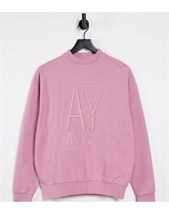 Розовый свитшот с фирменной вышивкой от комплекта Asyou