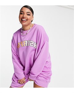 Ярко фиолетовое oversized платье свитшот с принтом ASOS DESIGN Curve Asos curve