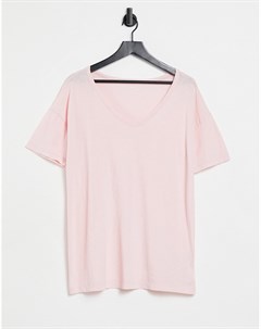 Бледно розовая футболка бойфренда для дома с V образным вырезом Aerie