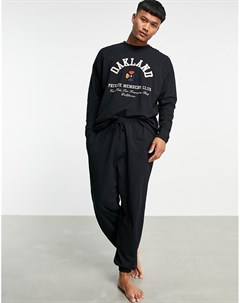 Пижамный комплект с принтом Oakland в винтажном стиле Asos design