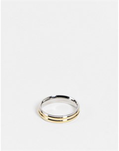Серебристое и золотистое двухцветное кольцо из нержавеющей стали Asos design
