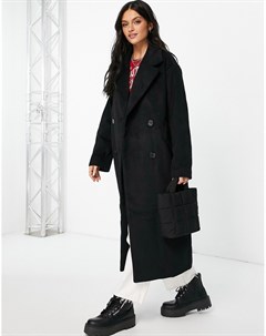 Черное длинное oversized пальто Monki