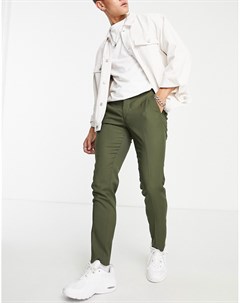 Зеленые узкие брюки из эластичного материала с добавлением шерсти Premium Jack & jones