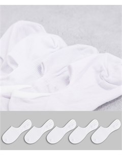 Набор из 5 пар белых невидимых носков Скидка Asos design