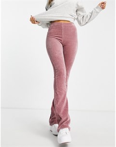 Вельветовые эластичные расклешенные брюки розового цвета Topshop
