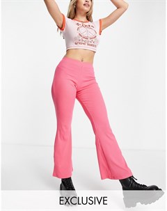 Розовые расклешенные брюки в рубчик Inspired Reclaimed vintage