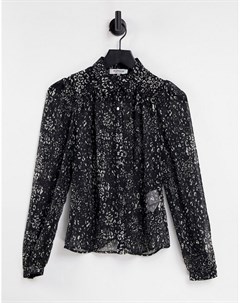 Прозрачная рубашка черного цвета с цветочным принтом Morgan