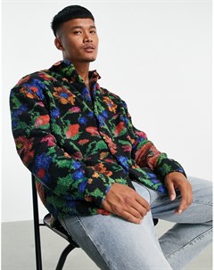 Плюшевая oversized рубашка с цветочным принтом в стиле 90 х Asos design