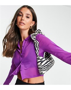 Фиолетовая приталенная рубашка укороченного кроя из сетчатой ткани Asos design
