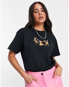 Черная футболка в стиле oversized x Disney Bambi Skinnydip