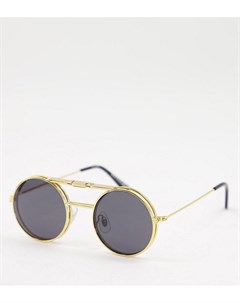 Золотистые солнцезащитные очки унисекс в стиле Джона Леннона с черными стеклами Lennon Flip эксклюзи Spitfire