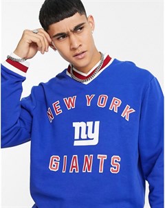 Синий свитшот с V образным вырезом и принтом NY Giants Asos design