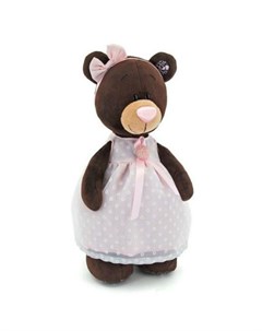 Мягкая игрушка Choco Milk Медведица в платье с брошью 35 см Orange